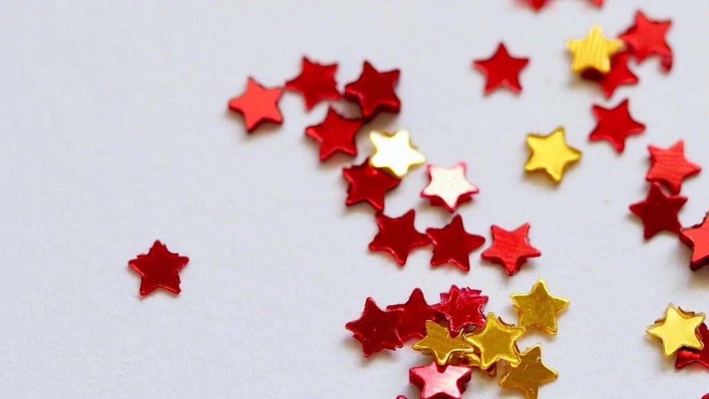 Red and gold decorative stars spread out