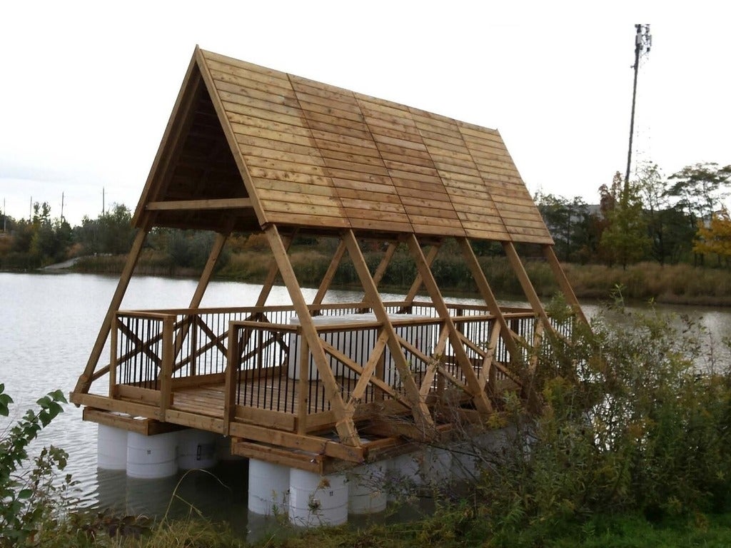amphibious house on a lake