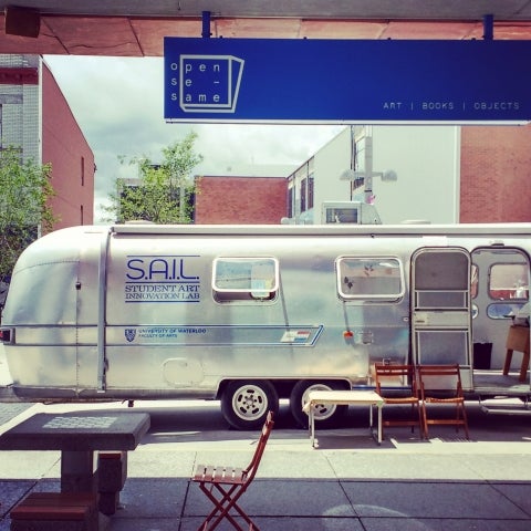 Portion of Airstream trailer from outside