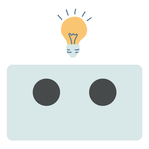 graphic of robot with light bulb head