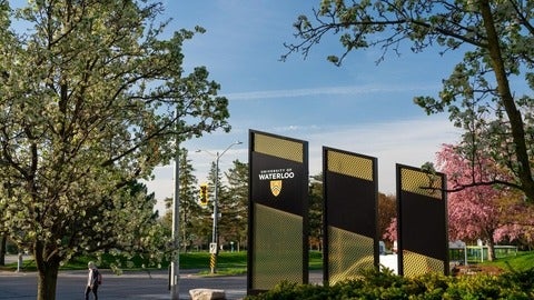 The Waterloo sign at the South Campus entrance