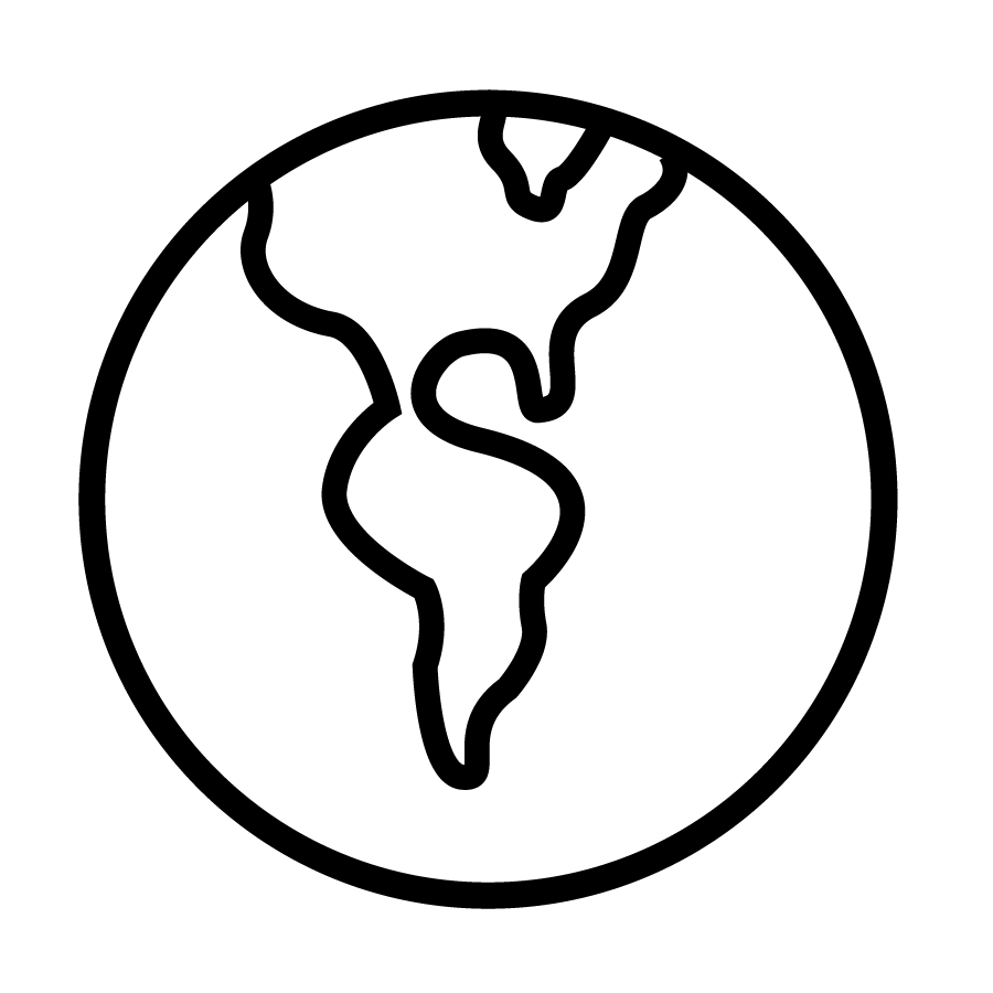 black and white infographic of the earth showing the Americas