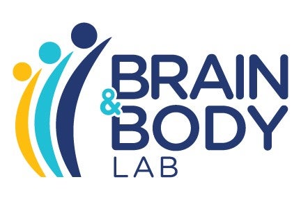 3 abstract colourful human forms to the left of Brain and Body Lab text