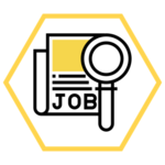 Illustration of a paper with the word 'job' inscribed and a magnifying glass