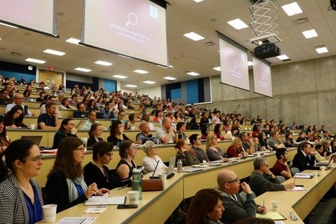 A full house awaits the start of the keynote talk for the 2018 Waterloo Teahi