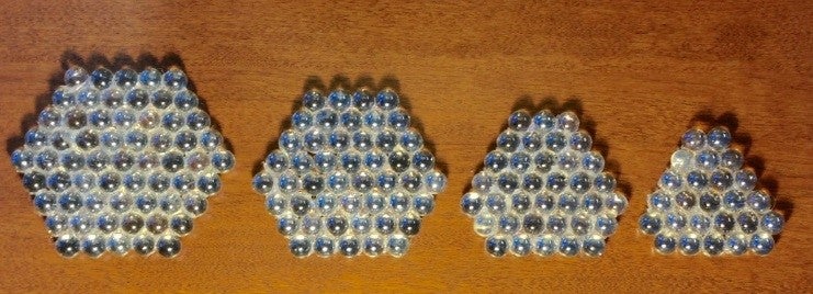 four individual layers of clean glass spheres - corresponding to Fig 7 and Fig 8