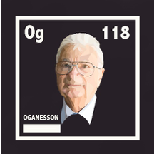 Oganesson element design showing the physicist Yuri