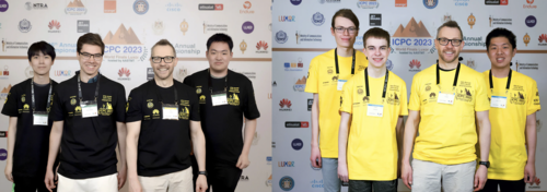 Photos of the two Waterloo coding teams participating at the ICPC World Finals.