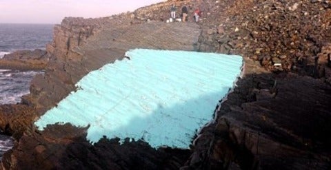 Mould being taken at mistaken point fossil site in Newfoundland