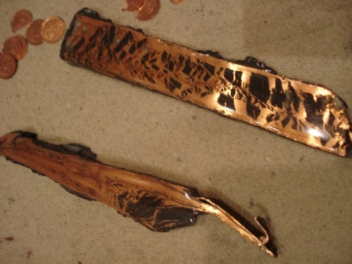 long pieces of copper that look like blades of knives