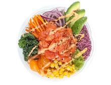Classic salmon poke bowl from Rolltation located in DC Bytes
