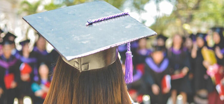 Student wearing graduation cap 