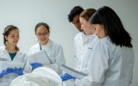 Students working in an anatomy lab.