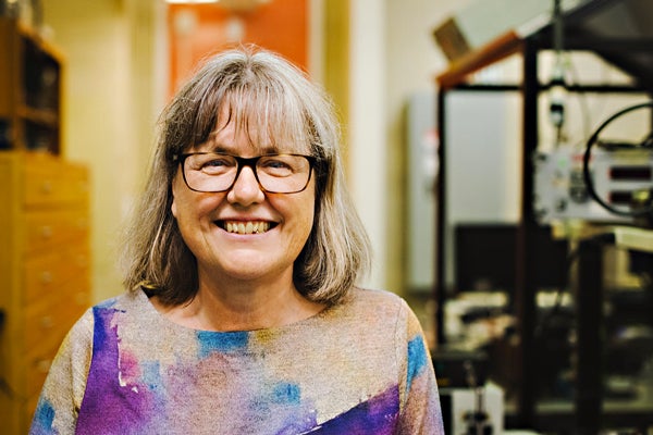 Nobel Prize winner Donna Strickland smiling at camera