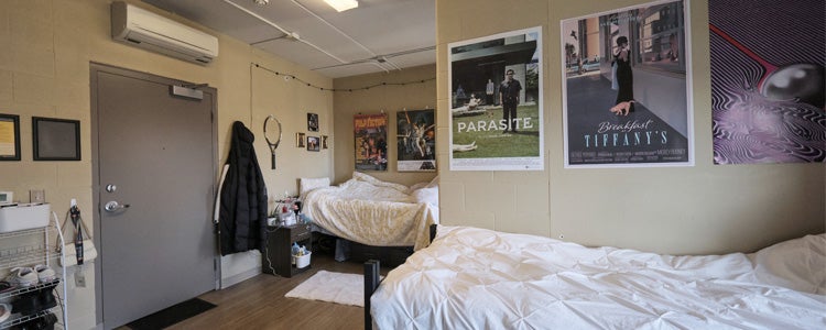 Residence room with posters on the wall