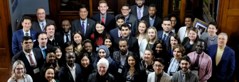 The Lieutenant Governor of Ontario stands among a group of Queen Elizabeth Scholars