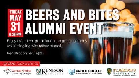 An invitation to the Beers and Bites Alumni event.
