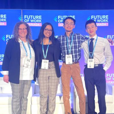 Group of Waterloo students and Jodi Szimanski at the Future of Work Canada conference