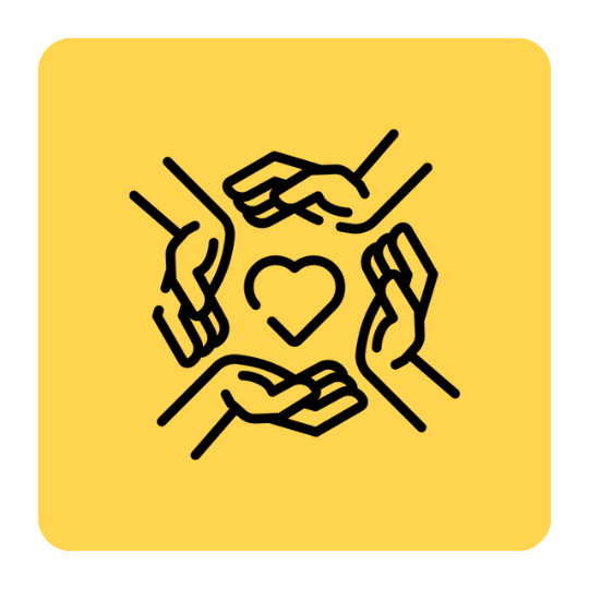 Icon of four hands surrounding a heart