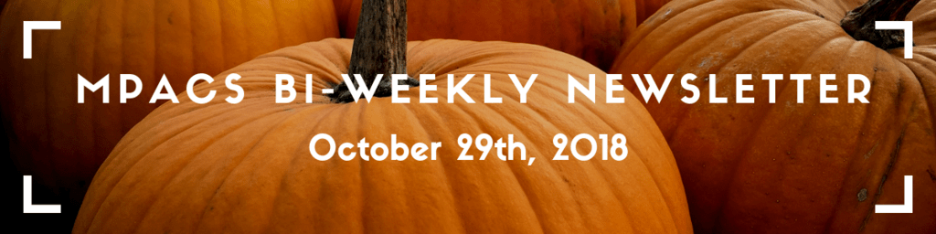 MPACS Newsletter banner: image of pumpkins with the title "MPACS Bi-Weekly Newsletter, October 29th" overtop