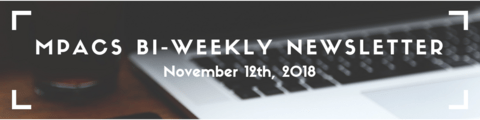 MPACS Newsletter banner: picture of a laptop keyboard with the words "MPACS Bi-Weekly Newsletter: November 12th" overtop.