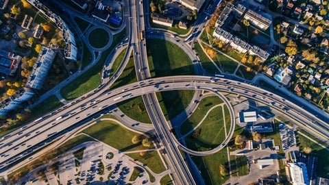 Arial view of a highway