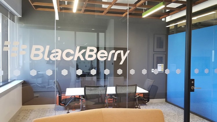 Blackberry logo on window