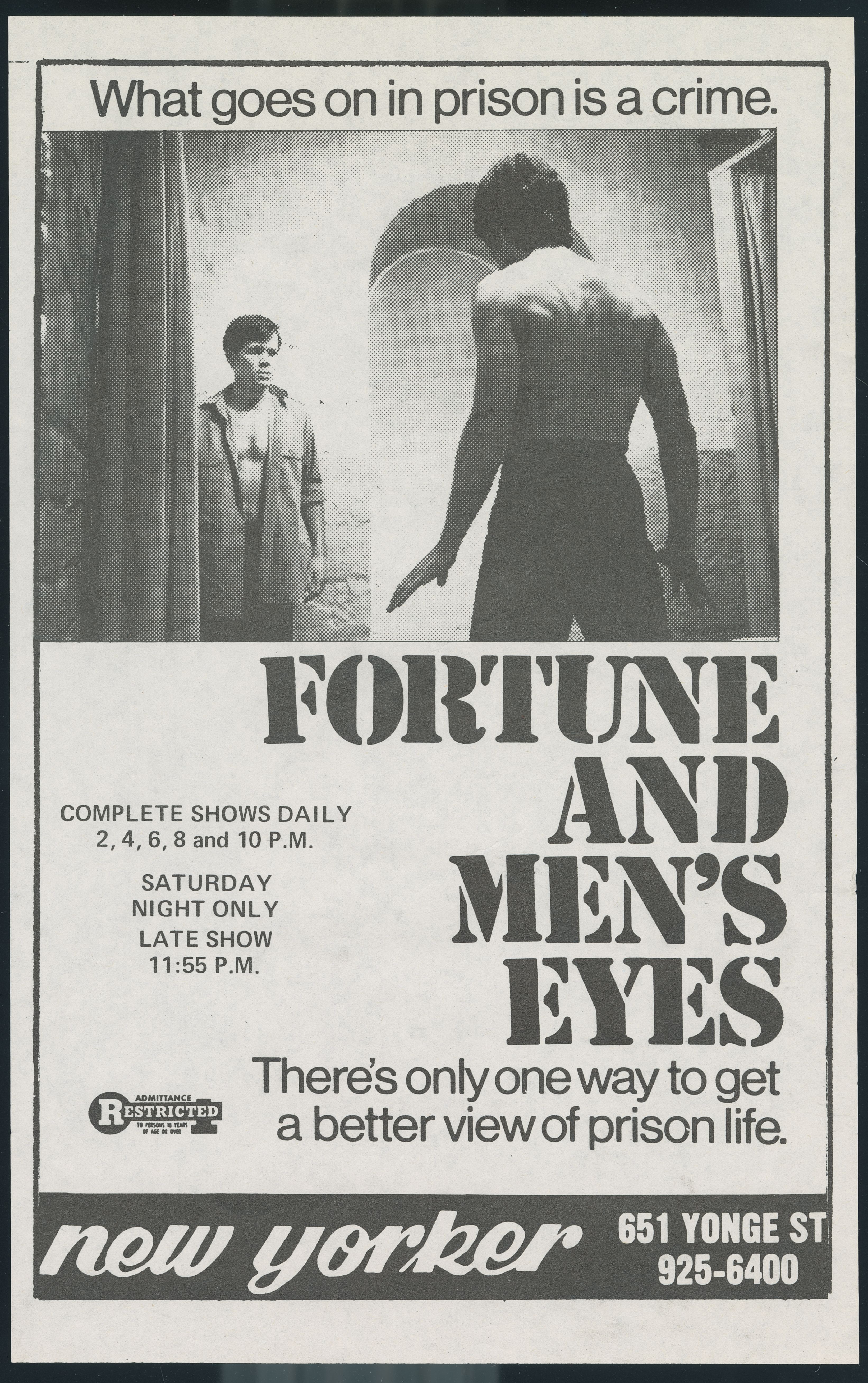 Poster from the John Herbert Fonds - Fortune and Men's Eyes