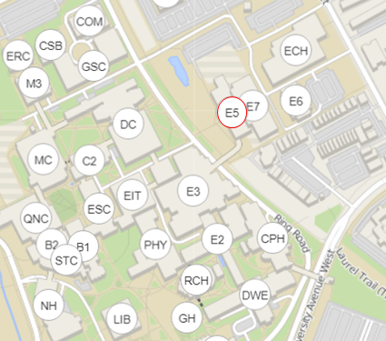 campus map E5 circled