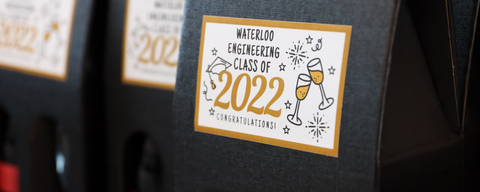 Gift Bag with "Waterloo Engineering Class of 2022 Congratulations" written on