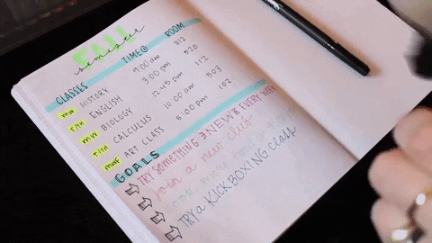 gif of a person scheduling in a journal