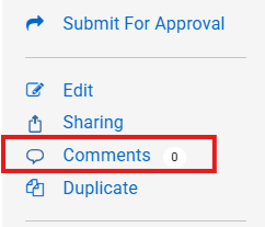 The Comments link on a draft proposal form.