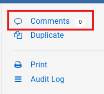 The Comments link on a proposal form.