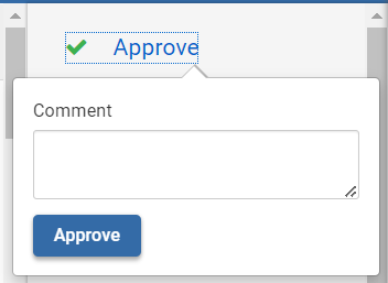 Screenshot of the Approve and comment box.