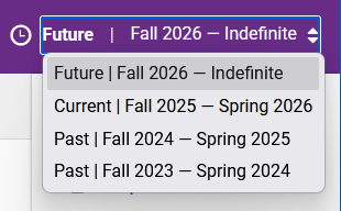 Screenshot of versions visible in pull-down menu, after selecting the pair of arrow beside a record's status.