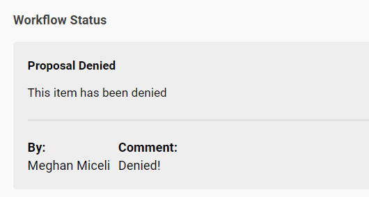 Screenshot of the denied workflow status.