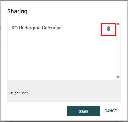 The trash can icon in the Sharing feature.