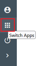Screenshot highlighting bento menu to switch apps in Kuali.