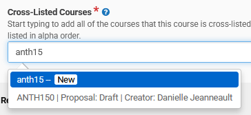 drafted course proposal visible from the field selection box