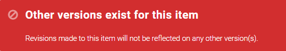 Error message: Other versions exist for this item