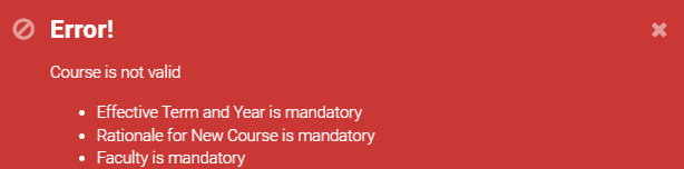 Screenshot of the error message "Error! [Proposal] is not valid."