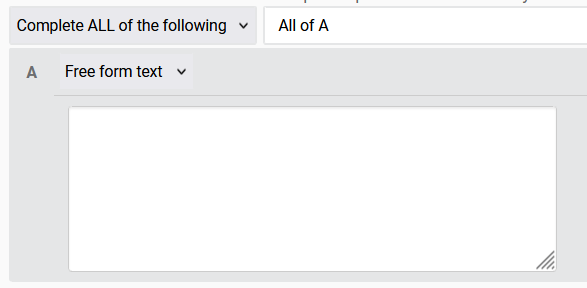 Expanded view of the Free form text box.