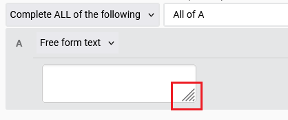 The free form text box in default view, with expand option highlighted.