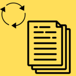 Clipart or circular arrows and documents.