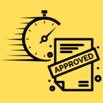 Clipart of approved document with speeding clock.