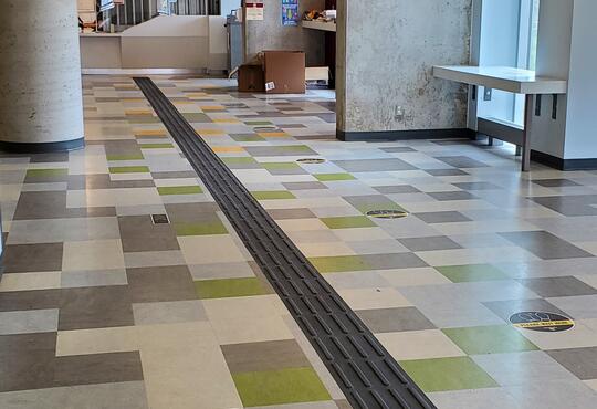 Empty hallway in a campus building