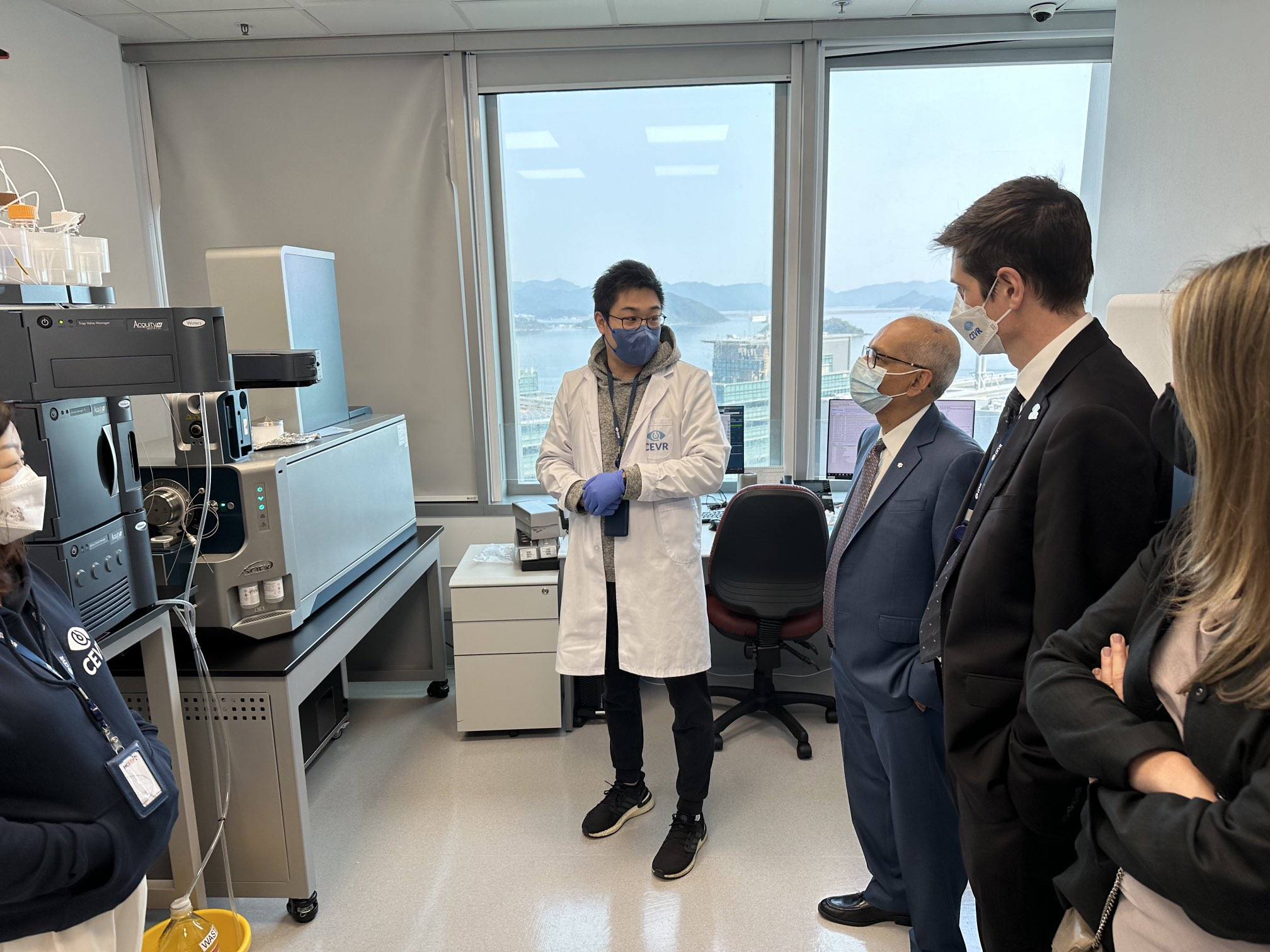 Vivek Goel on a tour of the Centre for Eye and Vision Research in Hong Kong