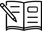 Open book with a pencil