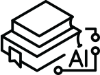 Stack of books with AI