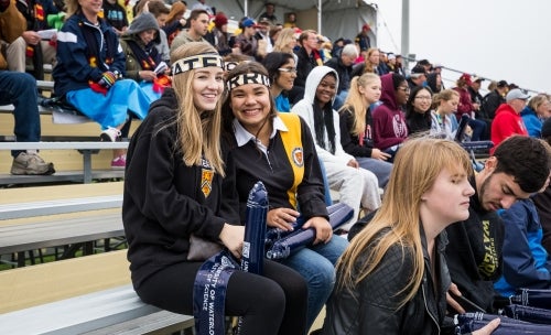 students in stands
